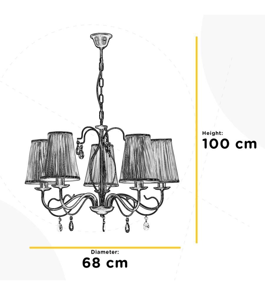 LAMPADARIO 5 LUCI ONLI "DELIA" BRONZO E14